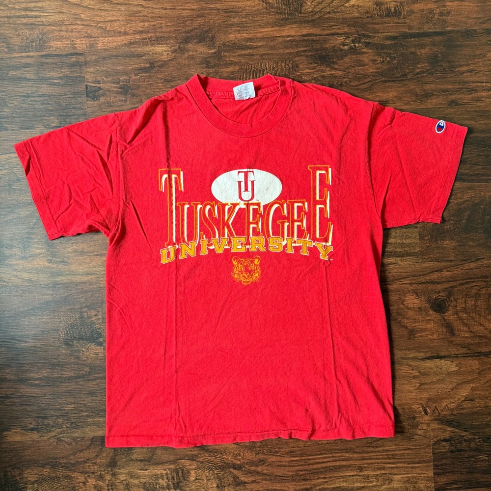 90s Vintage HBCU Champion Tuskegee University Tee‎ Large Spellout Single Stitch